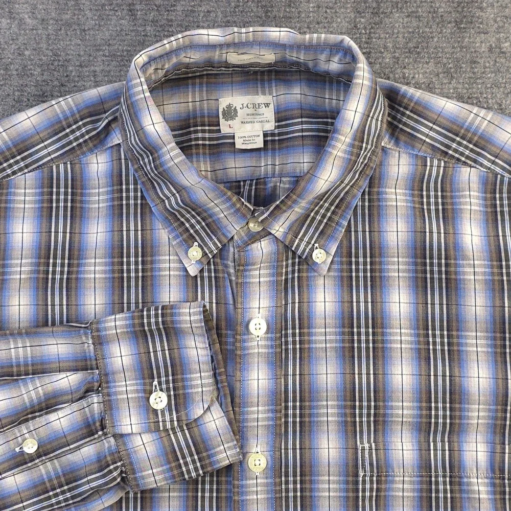 J Crew‎ Shirt Large Tailored Fit Long Sleeve Button Down Multicolor Plaid Cotton